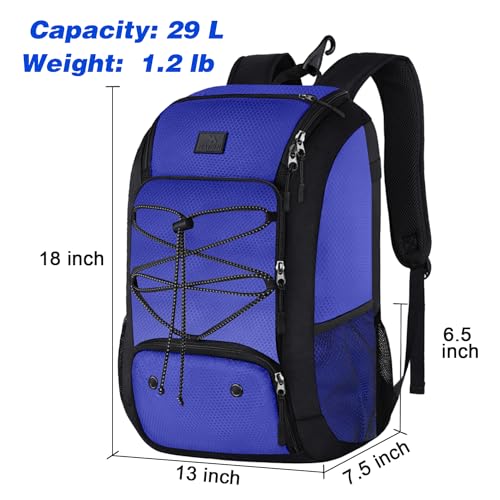 MATEIN Youth Baseball Backpack, Softball Bat Bag with Shoes Compartment | Lightweight Baseball Bag for Boys and Adult, Fence Hook Hold TBall Bat, Batting Mitten, Helmet, Caps, Teeball Gear Equipment - color: Blue, size: 29L
