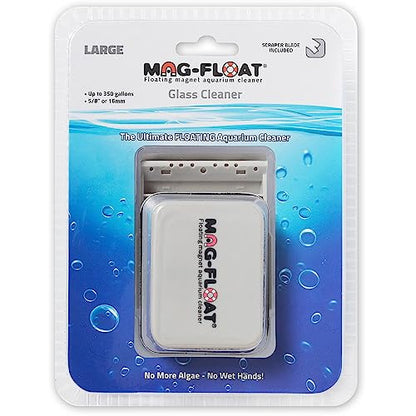 Large Glass Floating Algae Scraper 350 w/Scraper Blade Attachment | Magfloat Magnetic Fish Tank Cleaner | Magnet Scrubber Brush Cleaning Tool for Aquarium - size: Large