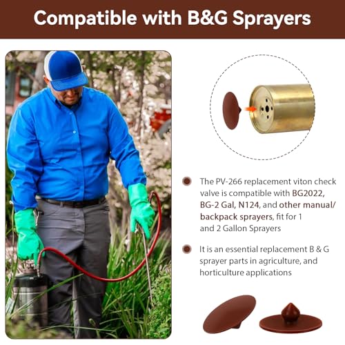 PV-266 Viton Check Valve Compatible with B&G Sprayer BG2022, Fit for 1 2 Gallon Sprayers, Sprayer Bottom Valve Repair Parts for Preventing Backflow, 2 Pack