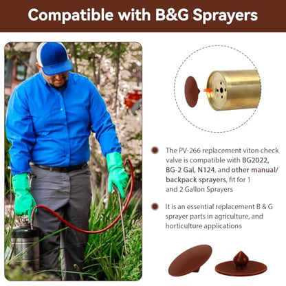 PV-266 Viton Check Valve Compatible with B&G Sprayer BG2022, Fit for 1 2 Gallon Sprayers, Sprayer Bottom Valve Repair Parts for Preventing Backflow, 2 Pack