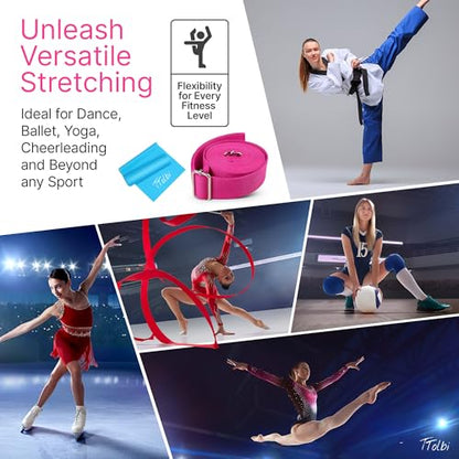 Leg Stretcher Strap with Door Anchor and Resistance Band, Splits Trainer - color: Vibrant Pink