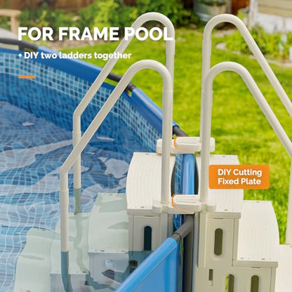 VINGLI Pool Ladder for Above Ground Pools 4-Step, Safety Stair - Full Beige - color: Full Beige, size: 4 Steps