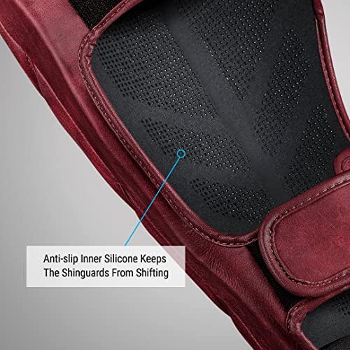 Hayabusa T3 LX Leather Striking Shinguards - color: Crimson, size: Large