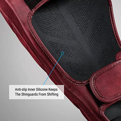 Hayabusa T3 LX Leather Striking Shinguards - color: Crimson, size: Medium