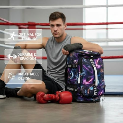 Gym Duffle Bag Backpack,4‑Way Waterproof with Shoe Compartment Travel Laptop - color: Metallic