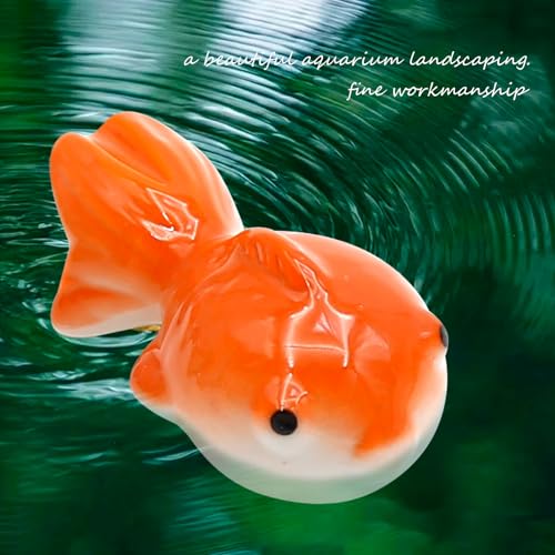 3 Pcs Floating Aquarium Decorations, Ceramic Fish Figurines Craft, Koi Ornaments, Mini Creative Fish Tank (Green Pink Red)