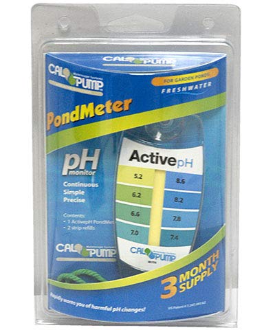 pH Test Monitor, 3 Month Supply, Plastic Water pH Gauge for Ponds & Aquariums, 5.2–8.6 Range with Suction Cup Mount