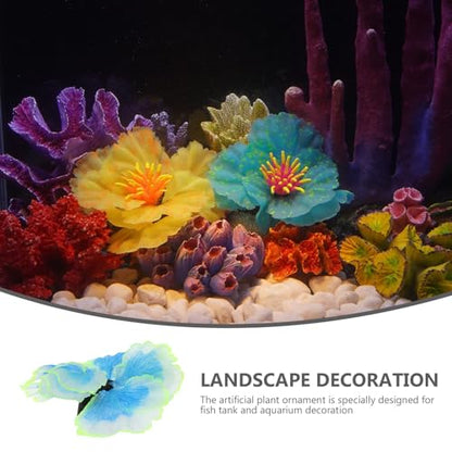OUNONA Artificial Aquatic Plant Decor Blue Silicone Water Grass Ornament for Fish Tank Landscape Decoration Aquarium Adornment