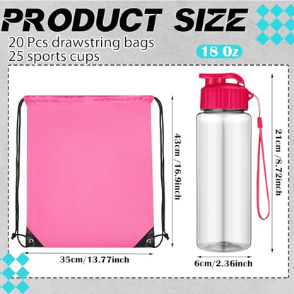 20 Sets 17oz Water Bottles Bulk and Drawstring Backpacks, Stylish - color: Stylish