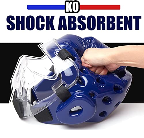 Youth & Adults Taekwondo Headgear – Adjustable MMA Helmet with Removable Face Shield & Ultra-Soft Padding for Kickboxing, Muay Thai, Combat Training - color: BLACK, size: X-Large