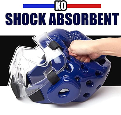 Youth & Adults Taekwondo Headgear – Adjustable MMA Helmet with Removable Face Shield & Ultra-Soft Padding for Kickboxing, Muay Thai, Combat Training - color: BLACK, size: Small