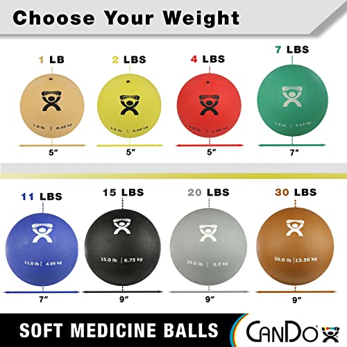 CanDo Soft Medicine Ball 5-Piece Set, 2lb, 4lb, 7lb, 11lb, and 15lb, for Physical Therapy and Fitness Exercises, Easy Grip Rubber Weighted Exercise Ball for Workouts - size: Set (5 Pieces)