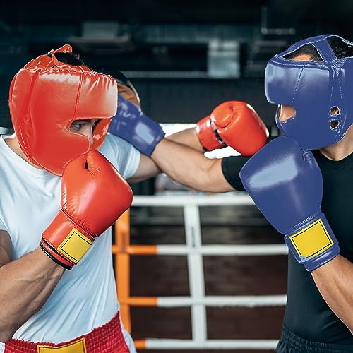 2 Pack Boxing Headgear for Men and Women, Adjustable Sparring Head Guard for Boxing, MMA, Kickboxing, Muay Thai and Taekwondo Training - color: Blue,Red