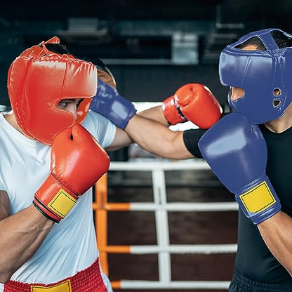 2 Pack Boxing Headgear for Men and Women, Adjustable Sparring Head Guard for Boxing, MMA, Kickboxing, Muay Thai and Taekwondo Training - color: Blue,Red