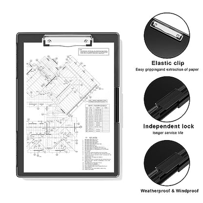 Hongri Clipboard with Storage, Black 8.5 x 11 Clip Board, Dual Compartmen - color: Black