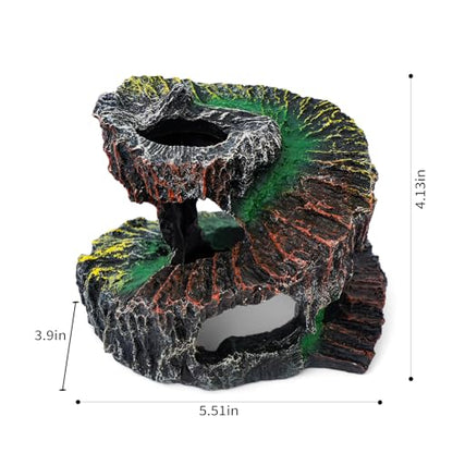 Aquarium Fish Tank Decorations, Montain Ornaments Accessories Decor for Small Aquarium, Spiral Staircase x 1pc, Aquatic Plants x 4pcs