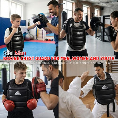 Reversible Boxing Body Protector Chest Guard for MMA, Muay Thai & Taekwondo, Adjustable Sparring Training Vest - size: Large-X-Large