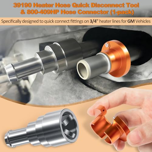39190 Heater Hose Quick Disconnect Tool & 800-409HP Heater Core Coolant Hose Connector Compatible with GM Chevy GMC Cadillac Inlet/Outlet 3/4In Tube x 5/8In Hose (39190 & 800-409HP) - style: 39190 & 800-409HP