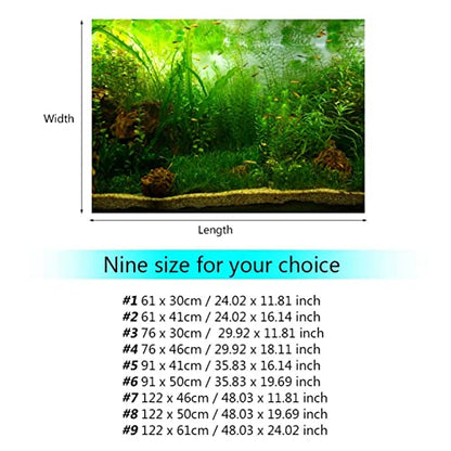 AYNEFY Aquarium Fish Background Poster, Water Grass Aquarium Background Poster PVC Adhesive Background Sticker Wallpaper Poster Aquarium Backdrop Decor (#8) - size: #8