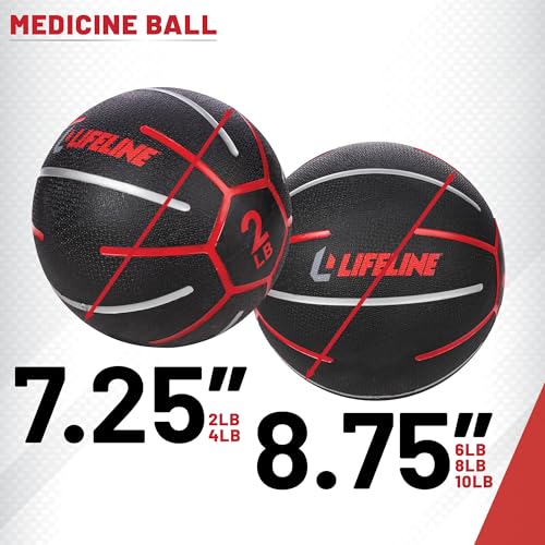 Lifeline Fitness Medicine Ball - Total Body Strength and Stability Training - Non-Slip, Light Bounce - Textured Surface - Durable - Home Gym Exercise Equipment - style: 4LB