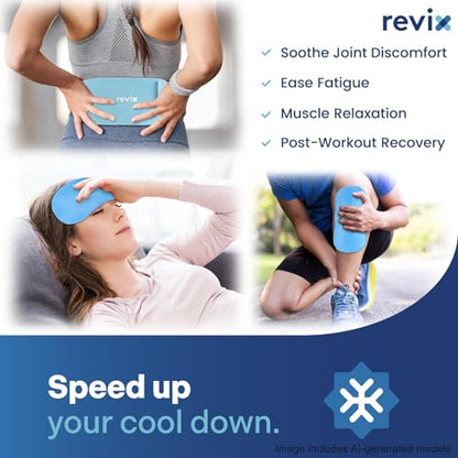REVIX Ice Pack for Injuries Reusable, 2-Pack Hot & Cold Gel Wrap with Strap - color: Blue, size: Medium 10 x 5 Inch
