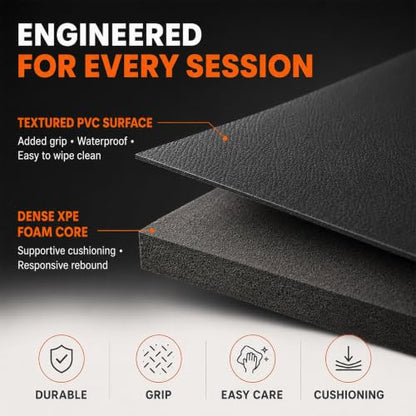 5'x10' Wrestling Mat, 1.2in Thick Roll-Up Jiu Jitsu Home Gym Mat - color: Black