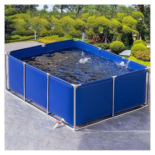 Fish Pond Canvas Pond, Canvas Cistern Tarpaulin,Outdoor Fish Pond Temporary Holding Tank, for Saltwater Fish for Crayfish Farming, Home Pool,Water Storage(Size:1 * 1 * 0.4 M,Color:Blue) - size: 1*1*0.4 M
