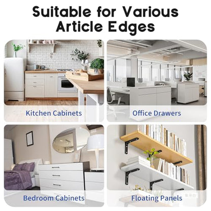 Cabinet Protector Edge Guard (Pack of 12), 24" Clear PVC Cabinet Edge Protectors for 3/4" Thick Kitchen Cabinets Doors – Slip-On No-Tool Sliding Installation - size: 24 Inches