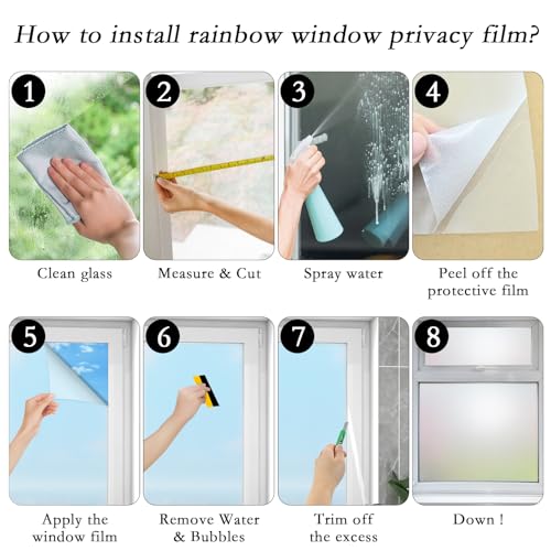 Window Privacy Film, Frosted Glass Static Cling Non-Adhesive Window Cover For Bathroom UV Sunlight Blocking Heat Control For Home Decorative Frosting Pure Matte White Size 17.5 x 78.74 Inches