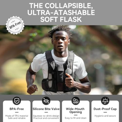 250ml Soft Flask Soft Water Bottle for Running, Hiking, Cycling and Climbing - White - color: 250ml, white