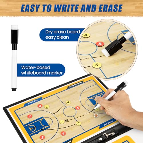 Foldable Basketball Coaching Board, Magnetic Basketball Tactics Clipboard