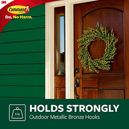 Command Outdoor Metallic Bronze Hooks, 3 Hooks, 4 Strips - style: 3 Hooks, 4 Strips