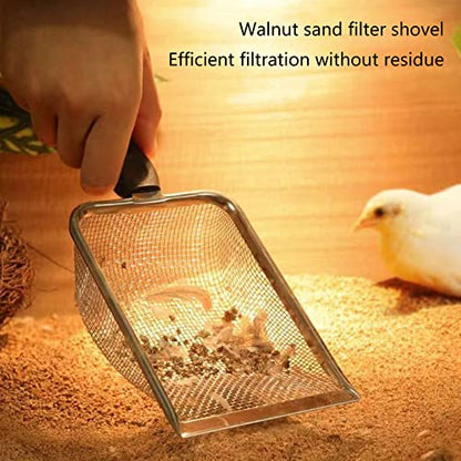 Sand Scoop Litter Scooper Mesh Reptiles Substrate Box Filtering Steel Stainless Bedding Cleaner Cat Sifter Metal Sand Shovels For Beach Metal Detecting