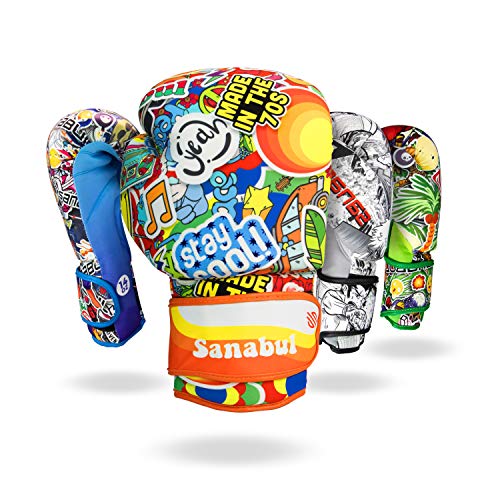 Sticker Bomb Adult Boxing Gloves - color: 70's, size: 10 OZ