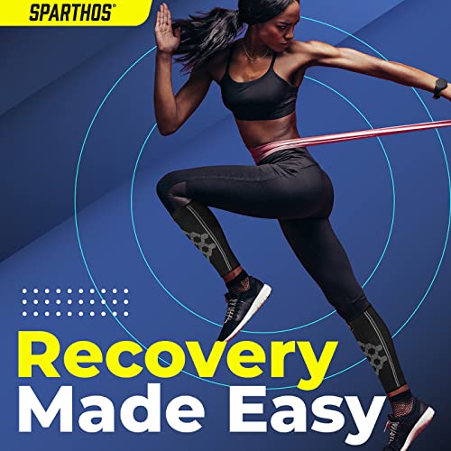 Sparthos Calf Compression Sleeves, Shin Splint Relief Men, Women - Black-XL | Leg Compression Sleeves (1 Pair), Varicose Veins, Pain & Cramp Recovery, Air Travel, Nurses, Maternity, Running, Soccer - color: Midnight Black