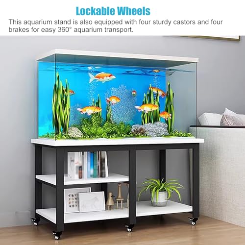 Fish Tank Stand,Black Mobile Fish Stand Cabinet with Wheels, 10-30 Gallon Capacity, Modern Storage Rack 90x40x75cm, Perfect for Home Aquariums and Organizing Supplies - size: (LxWxH)90x40x75cm
