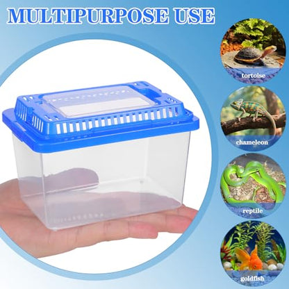 SEWACC Plastic Turtle Tank with Lid, Portable Aquarium Enclosure for Home and Travel, Clear Reptile Carrier Box for Goldfish and Lizards, Sturdy Pet Habitat