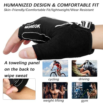 MOREOK Cycling Gloves Bike Bicycle Gloves, Half Finger 5MM Gel Anti-Slip - color: White, size: Small