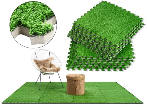 Sorbus Grass Foam Floor Tiles, Interlocking Turf Tiles (12 Tiles, 48 Sq Ft) - size: 12tiles ( 48 Sq ft.)