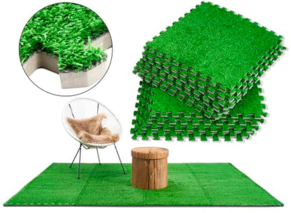 Sorbus Grass Foam Floor Tiles, Interlocking Turf Tiles (12 Tiles, 48 Sq Ft) - size: 12tiles ( 48 Sq ft.)