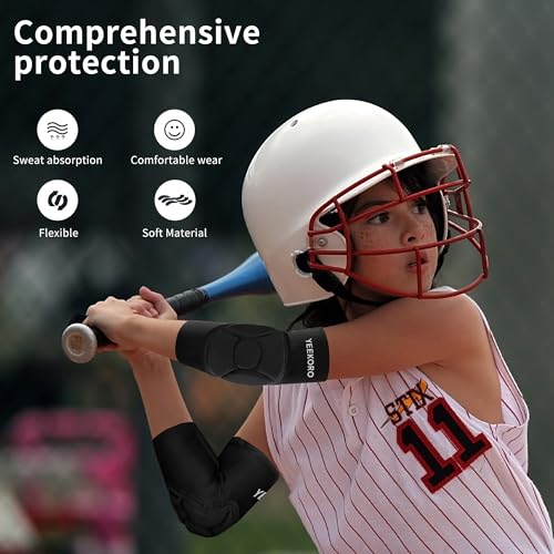 Kids/Youth Knee Pads Elbow Pads, Sports Compression Support Sleeve | Knee Elbow Protective Gear, Sports Knee Elbow Protector with Thickened Pads for Basketball Wrestling Football Volleyball - size: YL (arm circumference: 8.27-9.06‘’)