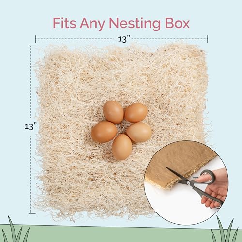 Chicken Nesting Pads (10 Pack) USA Grown, 100% Biodegradable, Sustainably Harvested, Aspen Excelsior Pads, 13"x13", Chicken Nesting Box Pads