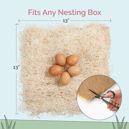 Chicken Nesting Pads (10 Pack) USA Grown, 100% Biodegradable, Sustainably Harvested, Aspen Excelsior Pads, 13"x13", Chicken Nesting Box Pads
