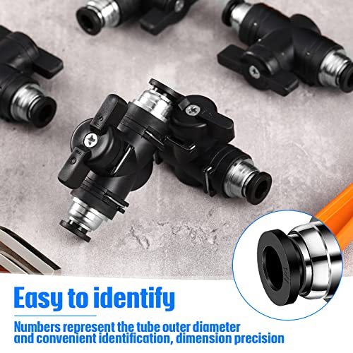 5 Pcs 1/4" x 1/4" OD Push to Connect Pneumatic Ball Valve PVC Air Flow Control Valve Quick Connect Tube Fittings Air Line Hose Fittings - size: 1/4" x 1/4" OD