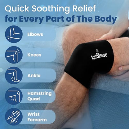 IceSleeve Elbow & Knee Ice Pack Wrap, Cold & Heat Therapy, Black L, 1 Pack - color: Black, size: Large