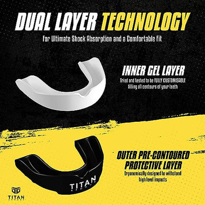 Mouth Guard Boxing, Dual-Layer Boil & Bite Mouthguard, Adult | Premium Dual-Layer | Case Included | Adult & Youth Custom-Fit Mouthpiece | Football, MMA, Hockey, Lacrosse, BJJ, Basketball - color: Black, size: Adult Age 11+