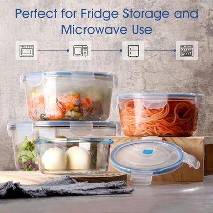 NUTRIUPS 2800ml/95oz Large Glass Food Storage Containers with Airtight Lids, 2.8L Rectangle Family Size Extra Large Bakeware Marinating Lock Baking Dish Container Glass Bowls - color: 2.8L