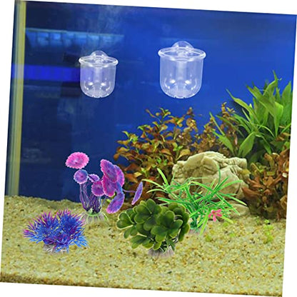 HANABASS 4Pcs Fish Tank Feeder Cups Removable Worm Feeders with Suction for Aquarium for Red Brine Shrimp Tropical Fish Durable Easy to Install