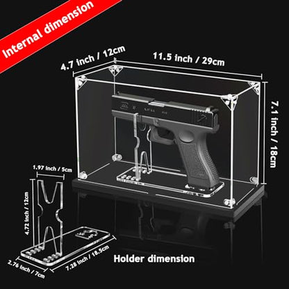 KOLIPI Gun Display Case, Clear Acrylic Pistol Display Box for 1911 Handguns - size: Gun Display Case, 11.5x4.7x7.1 inch