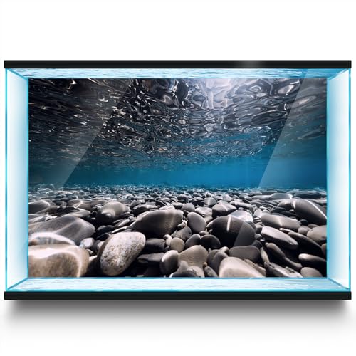Aquarium Background Stickers - Pebble Surface Ripple - Fish Tank Reptile Terrarium Decor Poster (60 x 30 cm / (23.6 x 11.8 inches))